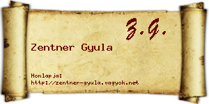 Zentner Gyula névjegykártya